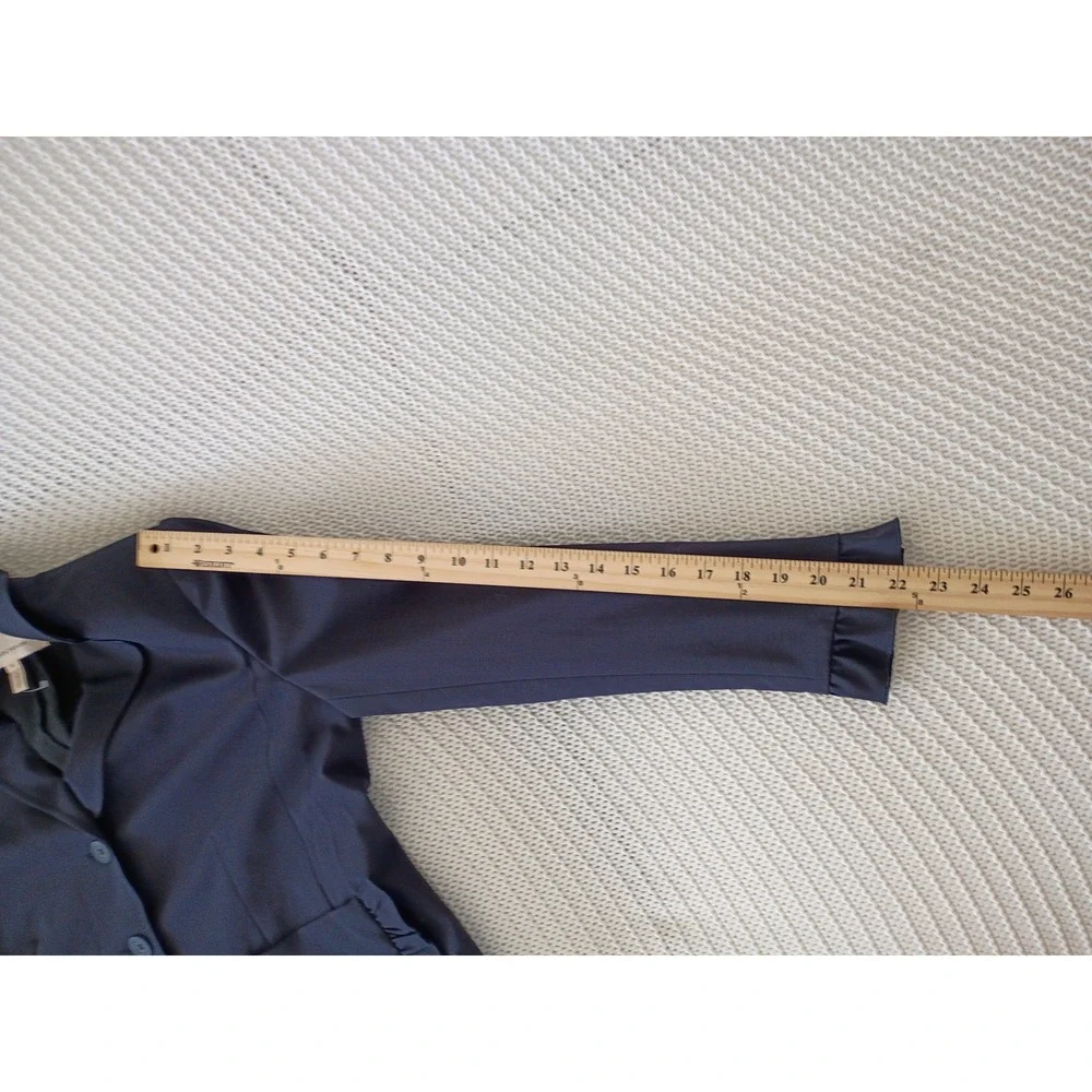 Rebecca Taylor Navy Wool Blend Ruffle Trim Tailored Blazer Jacket Sz‎ 4 S $450